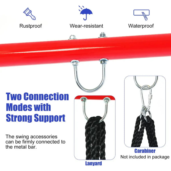 Large Swing Stand – Heavy-Duty Blue and Red Steel A-Frame with 3 Hanging Hooks | COSTWAY - Little and Giant Explorers Costway