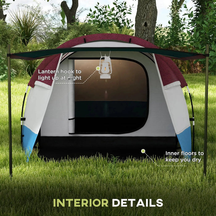 Large Tunnel Tent with Bedroom and Living Area in Red (2-3 persons) - Little and Giant Explorers Outsunny