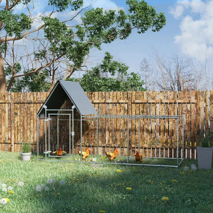 Large Walk In Chicken Run Chicken Coop for 6-8 Chickens (302 x 107 x 172cm) - Little and Giant Explorers PawHut