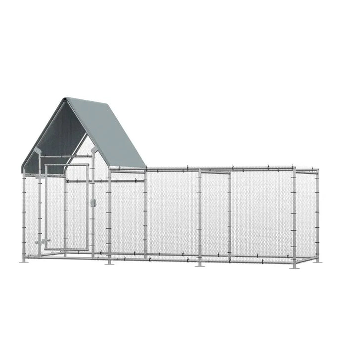 Large Walk In Chicken Run Chicken Coop for 6-8 Chickens (302 x 107 x 172cm) - Little and Giant Explorers PawHut