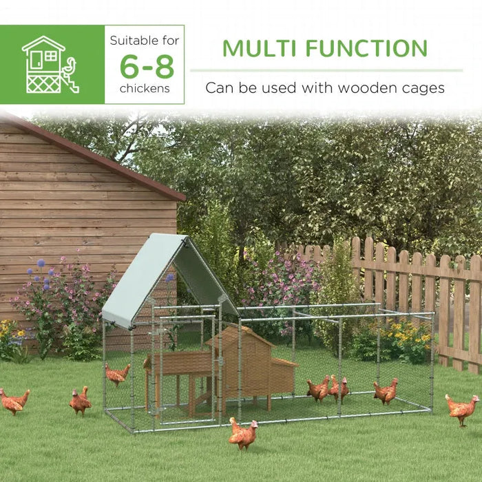 Large Walk In Chicken Run Chicken Coop for 6-8 Chickens (302 x 107 x 172cm) - Little and Giant Explorers PawHut