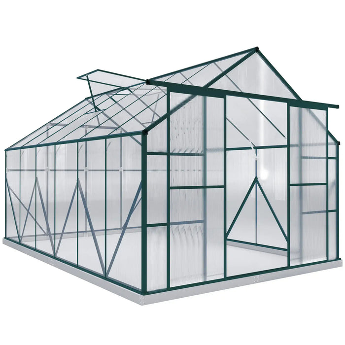 8 x 12FT Walk-in Aluminium Greenhouse Polycarbonate in Green - Little and Giant Explorers Outsunny