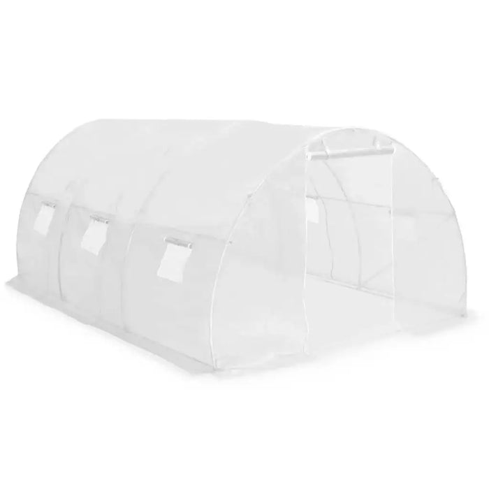 Large walk-in greenhouse polytunnel with mesh PE cover and roll-up door