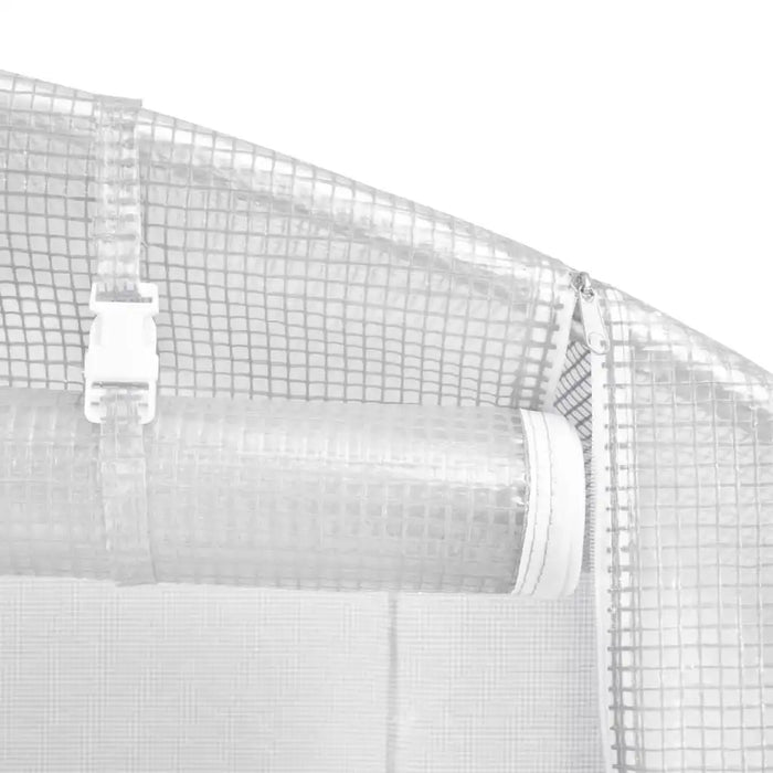 Heavy duty PE mesh greenhouse cover with zipper and buckle closure detail