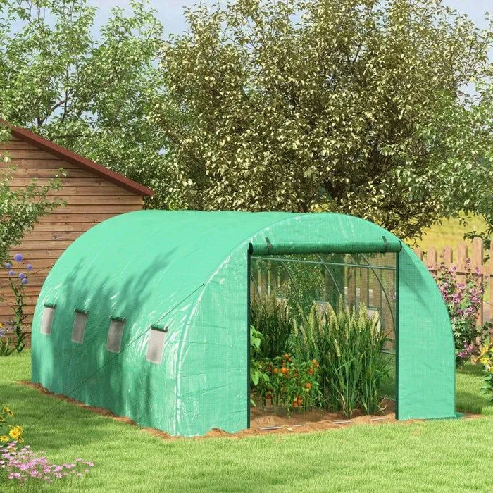 Large Walk-In Polytunnel Greenhouse | 4m Garden Grow House with Built-In Sprinkler System OUTSUNNY - Little and Giant Explorers Outsunny