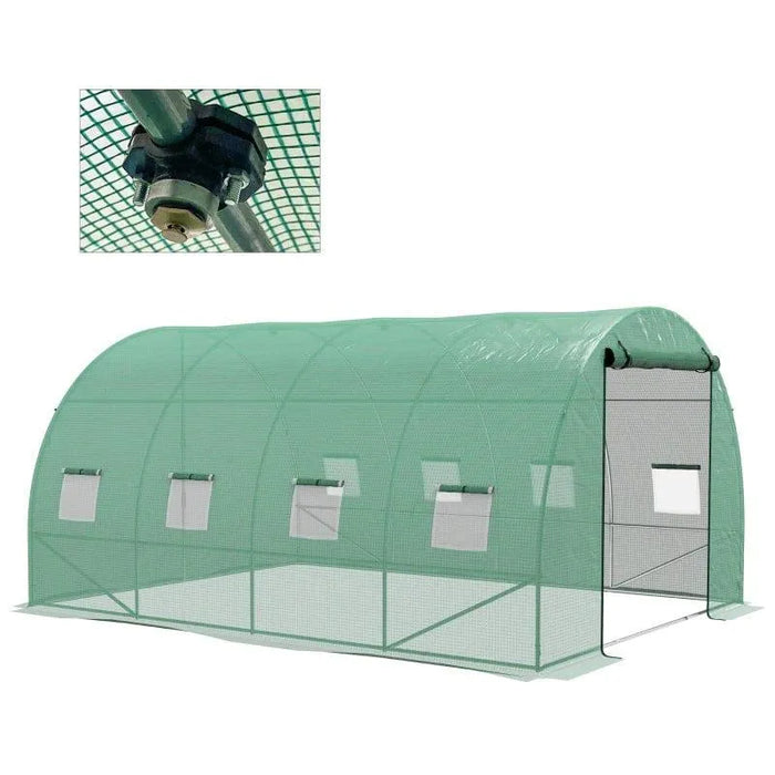 Large Walk-In Polytunnel Greenhouse | 4m Garden Grow House with Built-In Sprinkler System OUTSUNNY - Little and Giant Explorers Outsunny