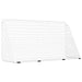 Large white football goal with net and powder-coated steel frame on white background