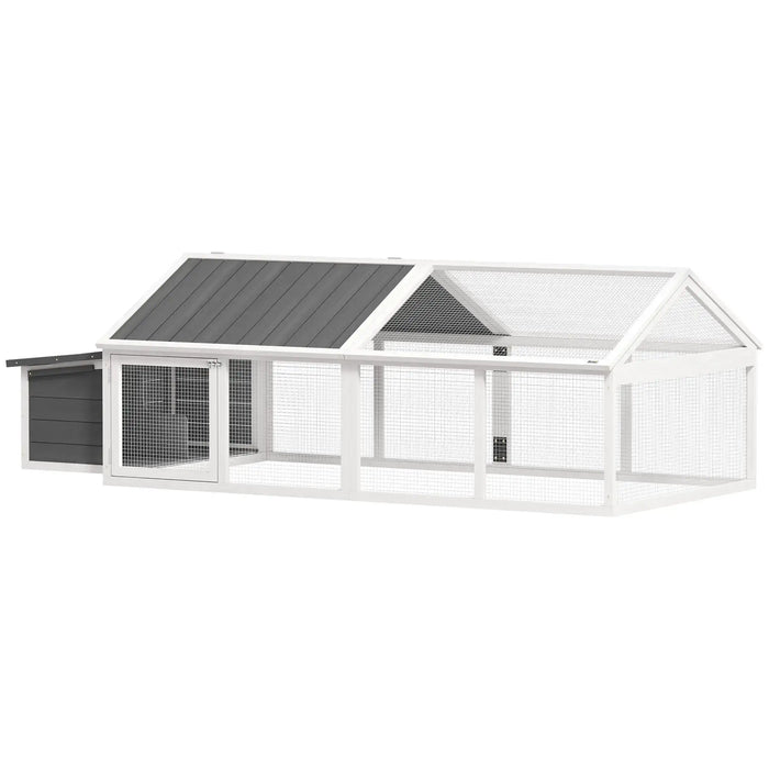 Wooden Chicken Coop with Nesting Box and Openable Roof in White - Little and Giant Explorers PawHut