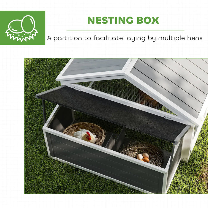 Wooden Chicken Coop with Nesting Box and Openable Roof in White - Little and Giant Explorers PawHut
