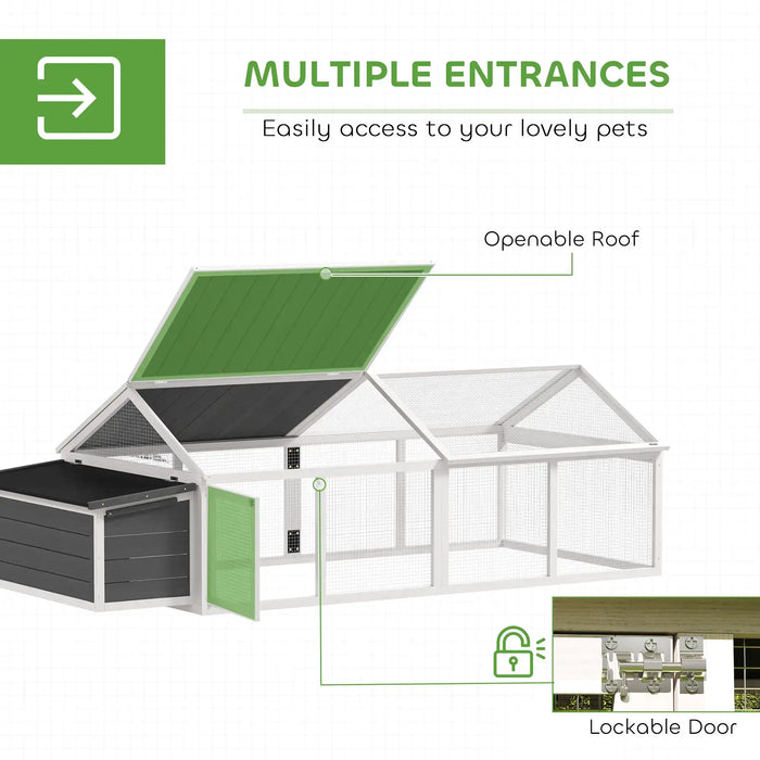 Wooden Chicken Coop with Nesting Box and Openable Roof in White - Little and Giant Explorers PawHut