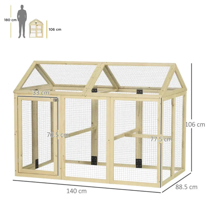 Large Wooden Chicken Run with Combinable Design in Natural - Little and Giant Explorers PawHut