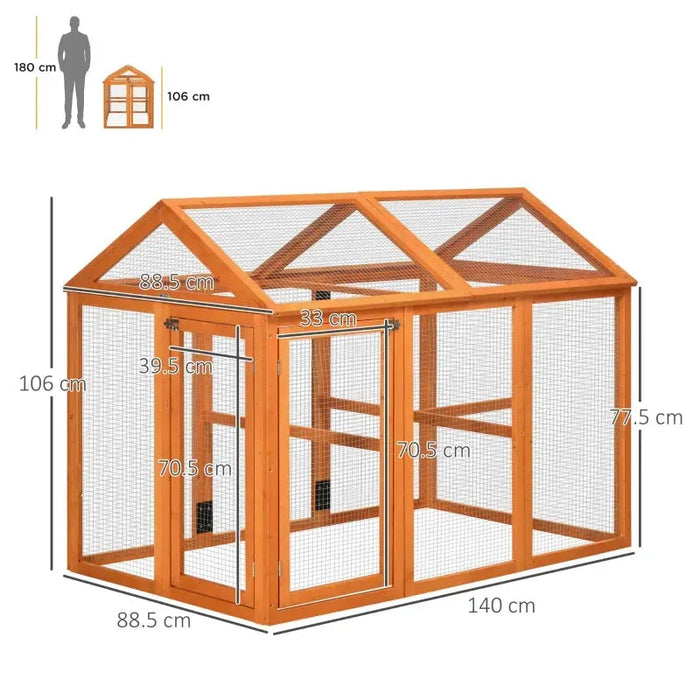 Large Wooden Chicken Run with Combinable Design in Orange - Little and Giant Explorers PawHut