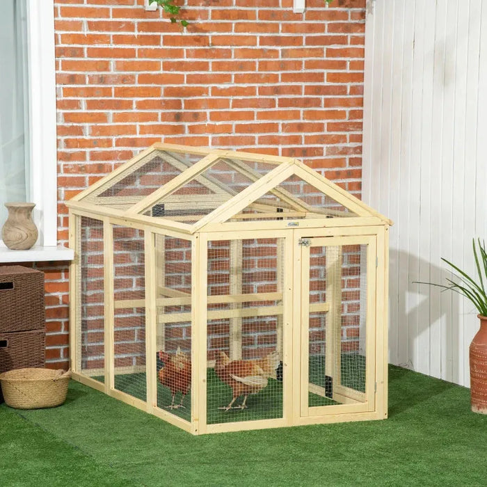 Large Wooden Chicken Run with Combinable Design in Natural - Little and Giant Explorers PawHut