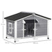 Large Wooden Dog Kennel for Outside in Grey (72 x 109 x 79cm) - Little and Giant Explorers PawHut