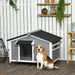 Large Wooden Dog Kennel for Outside in Grey (72 x 109 x 79cm) - Little and Giant Explorers PawHut