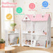 Large Wooden Dolls House Bookshelf with Furniture and Accessories in Pink - Little and Giant Explorers Costway