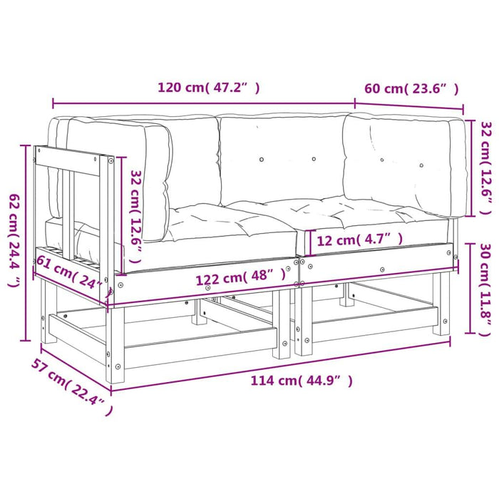 Leaf Print Corner Sofas with Cushions in Impregnated Wood Pine - Little and Giant Explorers vidaXL