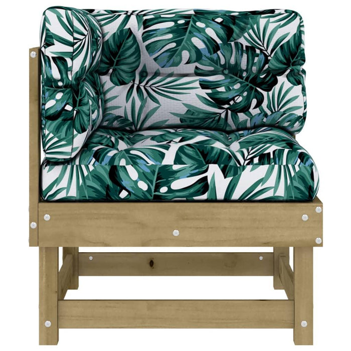 Leaf Print Corner Sofas with Cushions in Impregnated Wood Pine - Little and Giant Explorers vidaXL