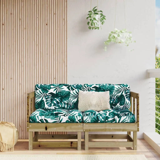 Leaf Print Corner Sofas with Cushions in Impregnated Wood Pine - Little and Giant Explorers vidaXL