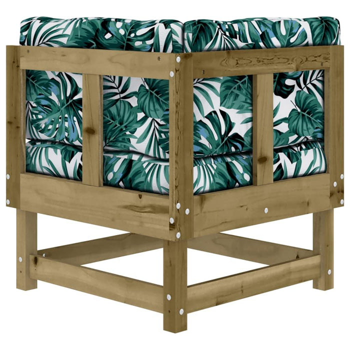 Leaf Print Corner Sofas with Cushions in Impregnated Wood Pine - Little and Giant Explorers vidaXL