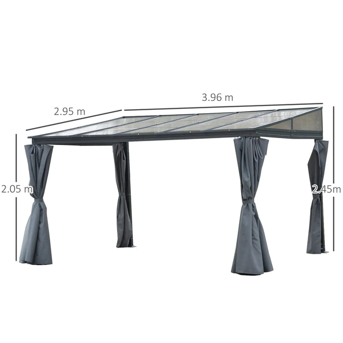 Lean to Aluminium Pergola with Polycarbonate Roof (4 x 3m) - Little and Giant Explorers Outsunny