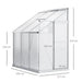 Lean-to greenhouse 6x4ft with aluminum frame, sliding door, and labeled dimensions