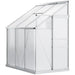 Lean-to greenhouse 6x4ft with aluminium frame and sliding door, wall-mounted design