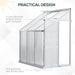 Lean-to greenhouse with aluminum frame, sliding door, adjustable window, wall-mounted design