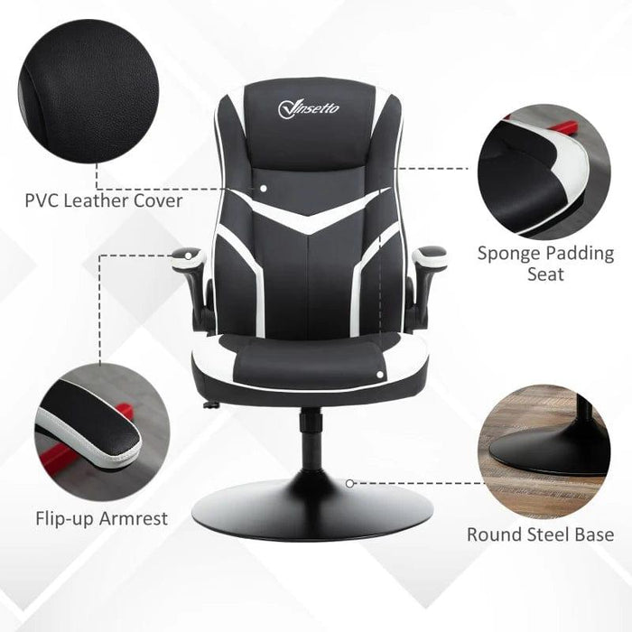 Leather Swivel Gaming Chair with Adjustable Height Pedestal Base - Little and Giant Explorers Vinsetto