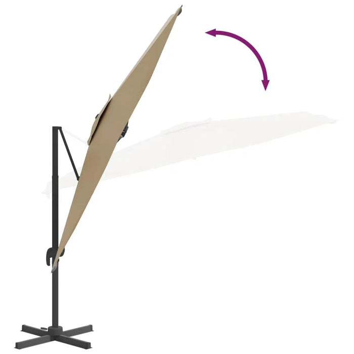 LED Cantilever Umbrella in Taupe (400 x 300cm) - Little and Giant Explorers vidaXL