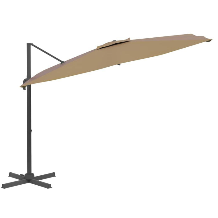 LED Cantilever Umbrella in Taupe (400 x 300cm) - Little and Giant Explorers vidaXL