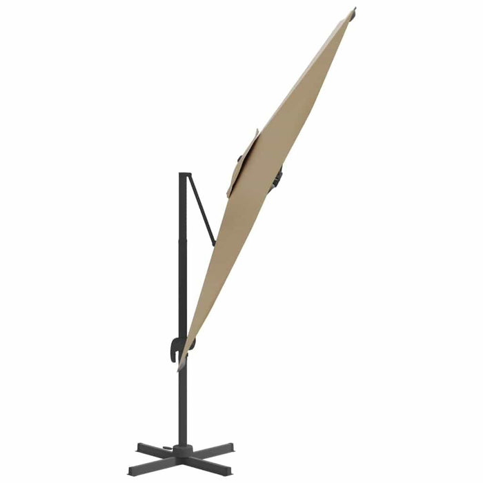 LED Cantilever Umbrella in Taupe (400 x 300cm) - Little and Giant Explorers vidaXL