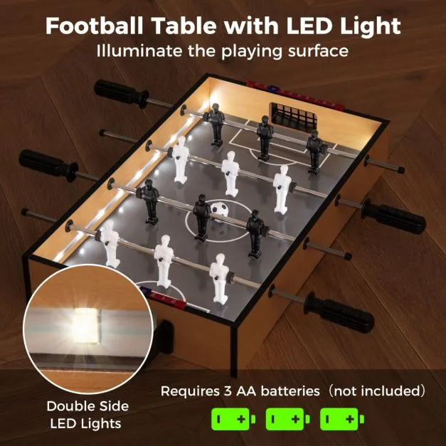 LED Foosball Table – Compact Football Game | Lights, 12 Players and Accessories COSTWAY - Little and Giant Explorers Costway
