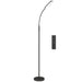 Black floor lamp with remote control on a white background