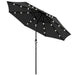 LED Solar Parasol – 2.7m Black | Adjustable Tilt with 4-Colour LED Lights OUTSUNNY - Little and Giant Explorers Outsunny