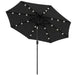 LED Solar Parasol – 2.7m Black | Adjustable Tilt with 4-Colour LED Lights OUTSUNNY - Little and Giant Explorers Outsunny
