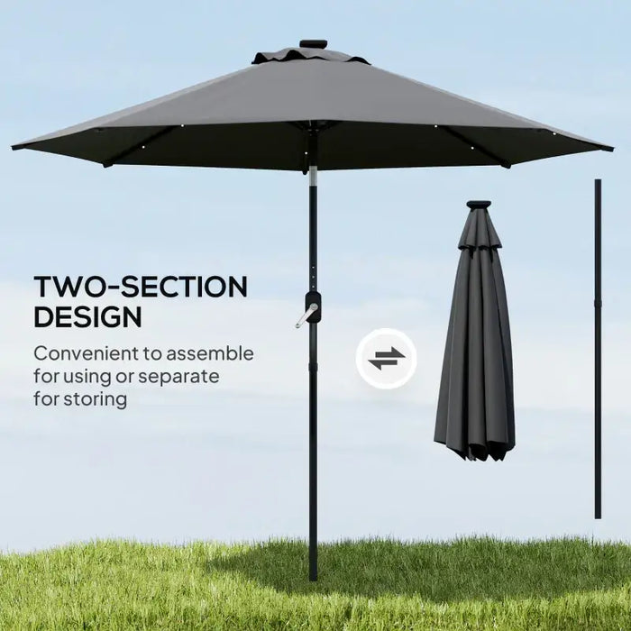LED Solar Parasol – 2.7m Black | Adjustable Tilt with 4-Colour LED Lights OUTSUNNY - Little and Giant Explorers Outsunny