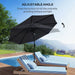 LED Solar Parasol – 2.7m Black | Adjustable Tilt with 4-Colour LED Lights OUTSUNNY - Little and Giant Explorers Outsunny