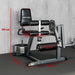 Fitness equipment with dimensions marked on a gray background