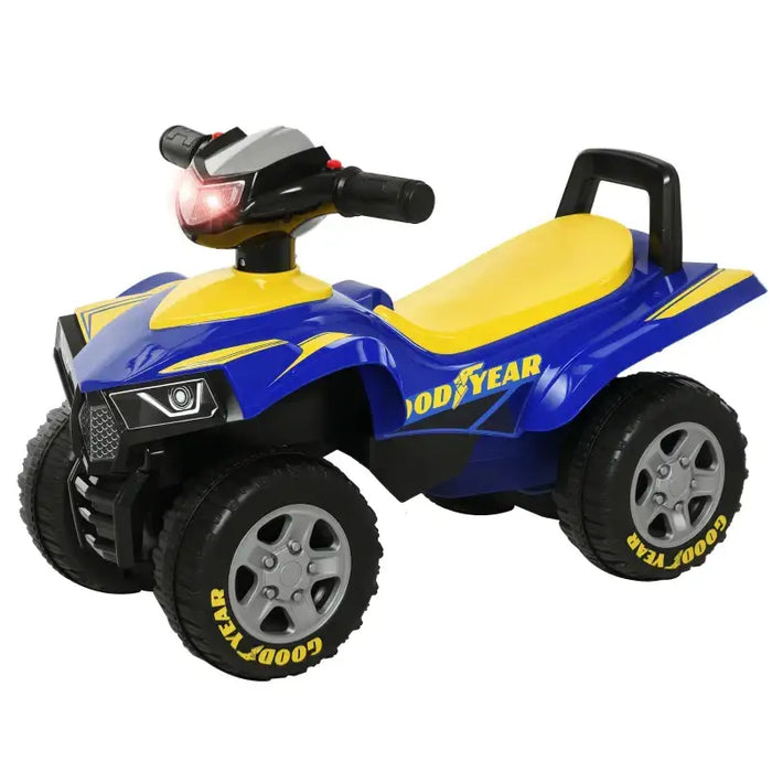 Licensed Goodyear Kids Ride-On Quad Bike – Blue and Yellow | Lights, Horn and Storage HOMCOM - Little and Giant Explorers HOMCOM