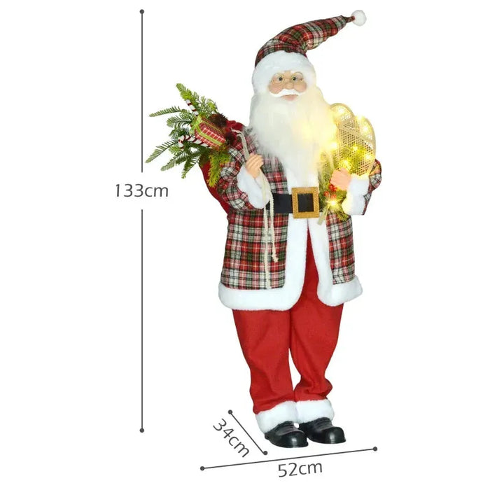 Life Size Animated Santa Claus with Sound Activation and Festive Music 133cm - Little and Giant Explorers HOMCOM