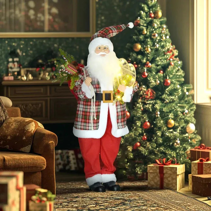 Life Size Animated Santa Claus with Sound Activation and Festive Music 133cm - Little and Giant Explorers HOMCOM