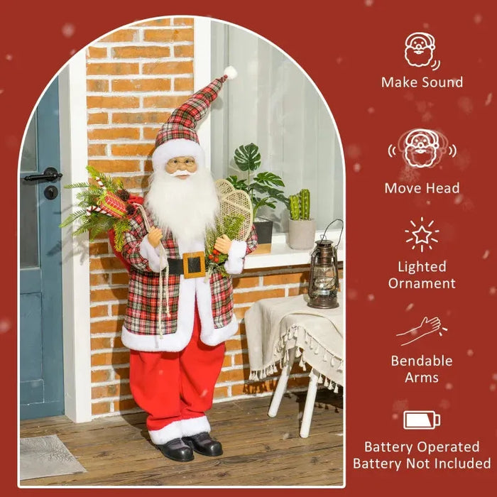 Life Size Animated Santa Claus with Sound Activation and Festive Music 133cm - Little and Giant Explorers HOMCOM