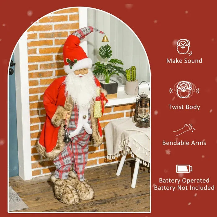 Life Size Animated Santa Claus with Sound Activation and Festive Music 141cm - Little and Giant Explorers HOMCOM