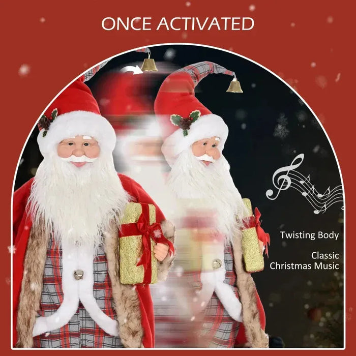 Life Size Animated Santa Claus with Sound Activation and Festive Music 141cm - Little and Giant Explorers HOMCOM