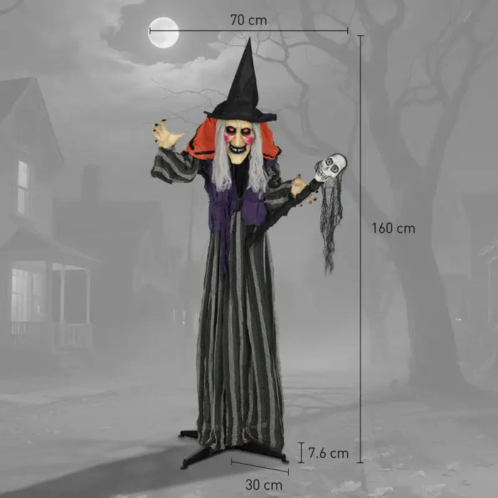 Life-Size Halloween Witch – 160cm Animated Prop | Sound Activated - Creepy Voice OUTSUNNY - Little and Giant Explorers Outsunny