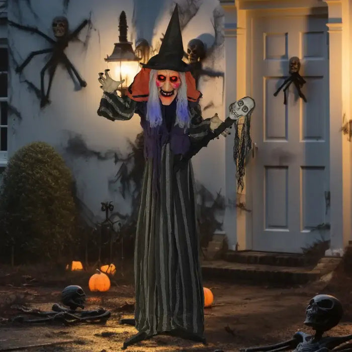 Life-Size Halloween Witch – 160cm Animated Prop | Sound Activated - Creepy Voice OUTSUNNY - Little and Giant Explorers Outsunny