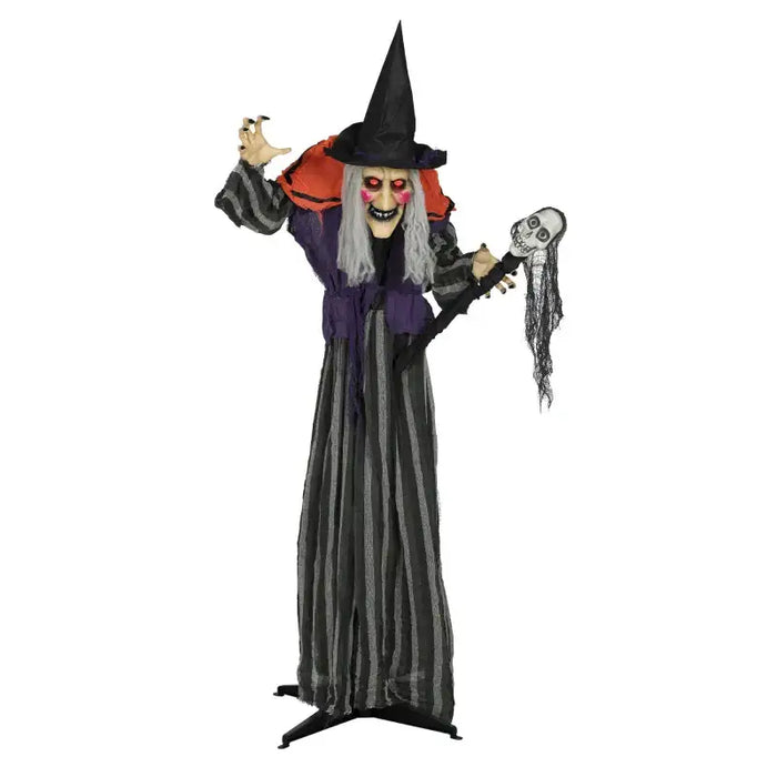 Life-Size Halloween Witch – 160cm Animated Prop | Sound Activated - Creepy Voice OUTSUNNY - Little and Giant Explorers Outsunny