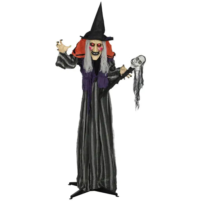 Life-Size Halloween Witch – 160cm Animated Prop | Sound Activated - Creepy Voice OUTSUNNY - Little and Giant Explorers Outsunny