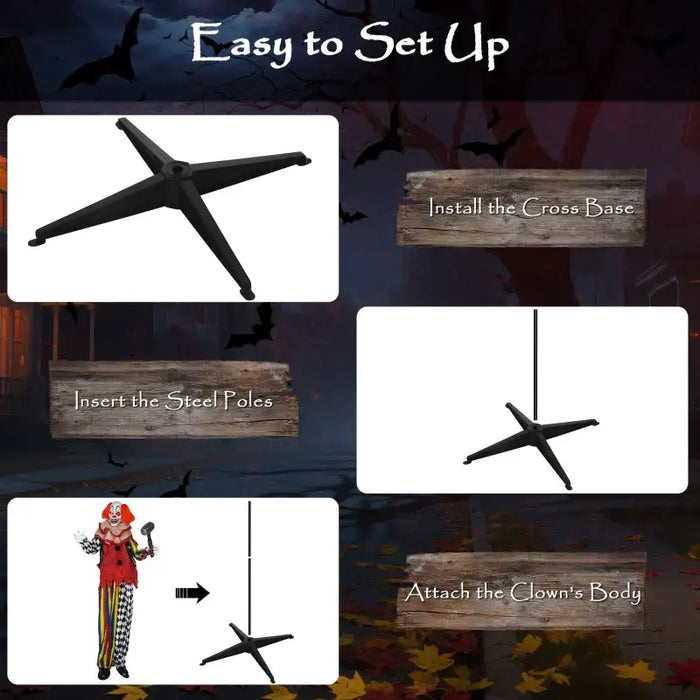 Life-Size Standing Clown – 173cm Animated Halloween Decoration | Sound Activated OUTSUNNY - Little and Giant Explorers Outsunny